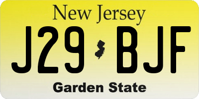 NJ license plate J29BJF