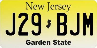 NJ license plate J29BJM