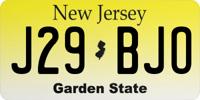 NJ license plate J29BJO