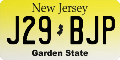 NJ license plate J29BJP