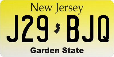 NJ license plate J29BJQ