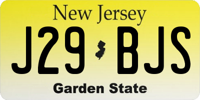 NJ license plate J29BJS
