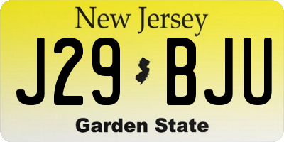 NJ license plate J29BJU