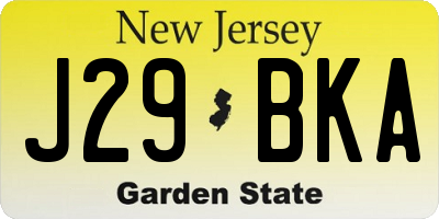 NJ license plate J29BKA