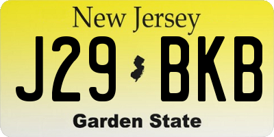 NJ license plate J29BKB
