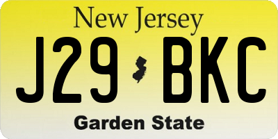 NJ license plate J29BKC