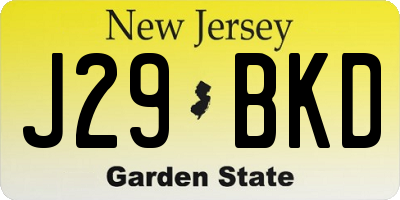 NJ license plate J29BKD