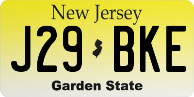 NJ license plate J29BKE