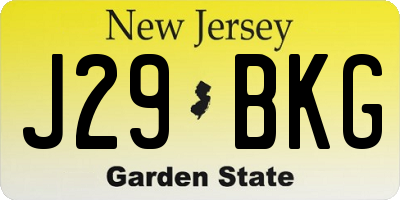 NJ license plate J29BKG