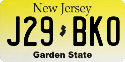NJ license plate J29BKO