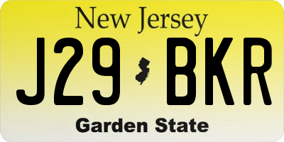 NJ license plate J29BKR