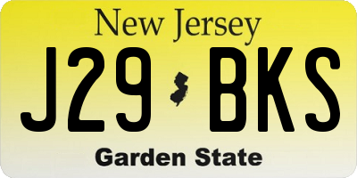 NJ license plate J29BKS