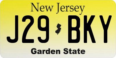 NJ license plate J29BKY