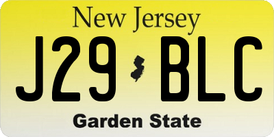 NJ license plate J29BLC