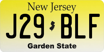 NJ license plate J29BLF