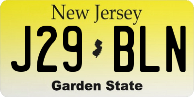 NJ license plate J29BLN