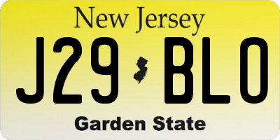 NJ license plate J29BLO