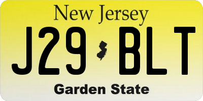 NJ license plate J29BLT