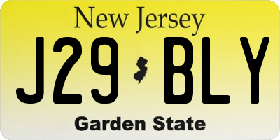 NJ license plate J29BLY