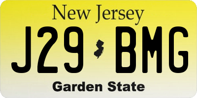 NJ license plate J29BMG