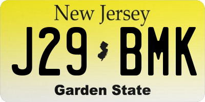 NJ license plate J29BMK