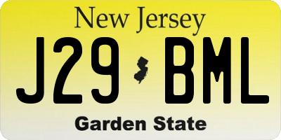 NJ license plate J29BML