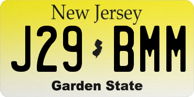 NJ license plate J29BMM