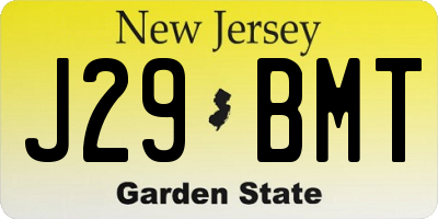 NJ license plate J29BMT