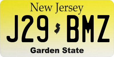 NJ license plate J29BMZ