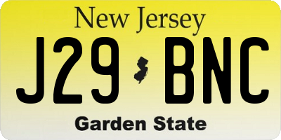 NJ license plate J29BNC