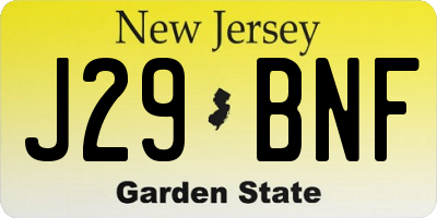 NJ license plate J29BNF