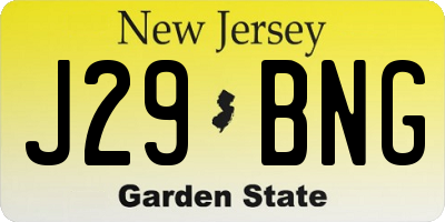 NJ license plate J29BNG