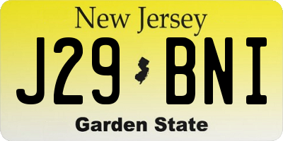 NJ license plate J29BNI