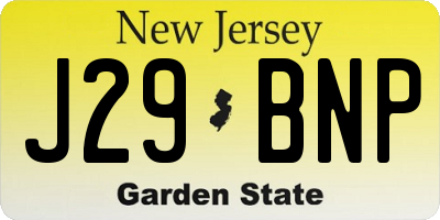 NJ license plate J29BNP