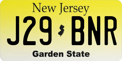 NJ license plate J29BNR