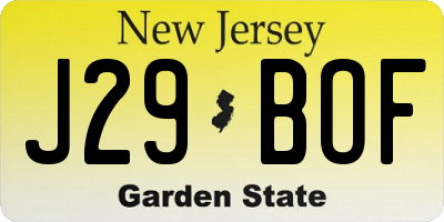 NJ license plate J29BOF