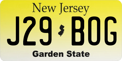 NJ license plate J29BOG