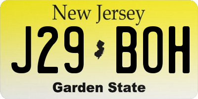 NJ license plate J29BOH