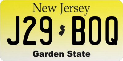 NJ license plate J29BOQ