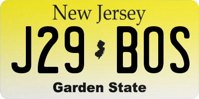 NJ license plate J29BOS