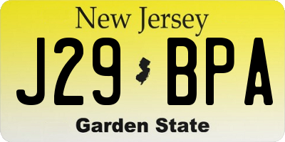 NJ license plate J29BPA
