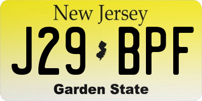 NJ license plate J29BPF