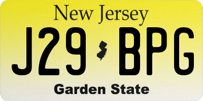 NJ license plate J29BPG