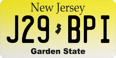 NJ license plate J29BPI