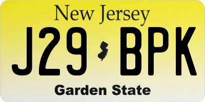 NJ license plate J29BPK