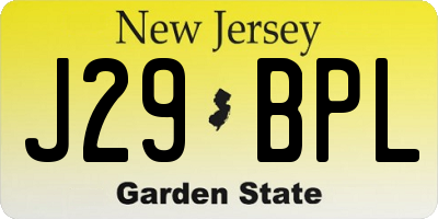 NJ license plate J29BPL