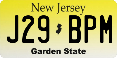NJ license plate J29BPM
