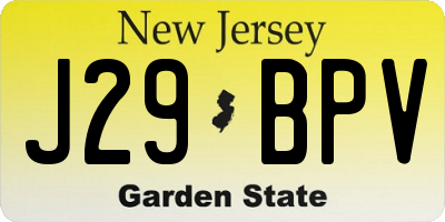 NJ license plate J29BPV