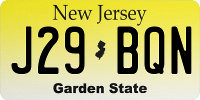 NJ license plate J29BQN