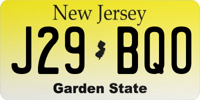 NJ license plate J29BQO